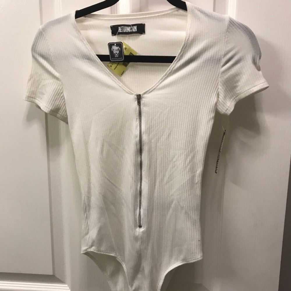 Cute white reformation bodysuit!